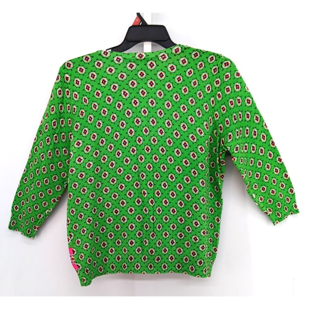 Joseph A. Sweater Women Size XL Green Floral 3/4 Sleeve Button Up Cardigan - Picture 3 of 6